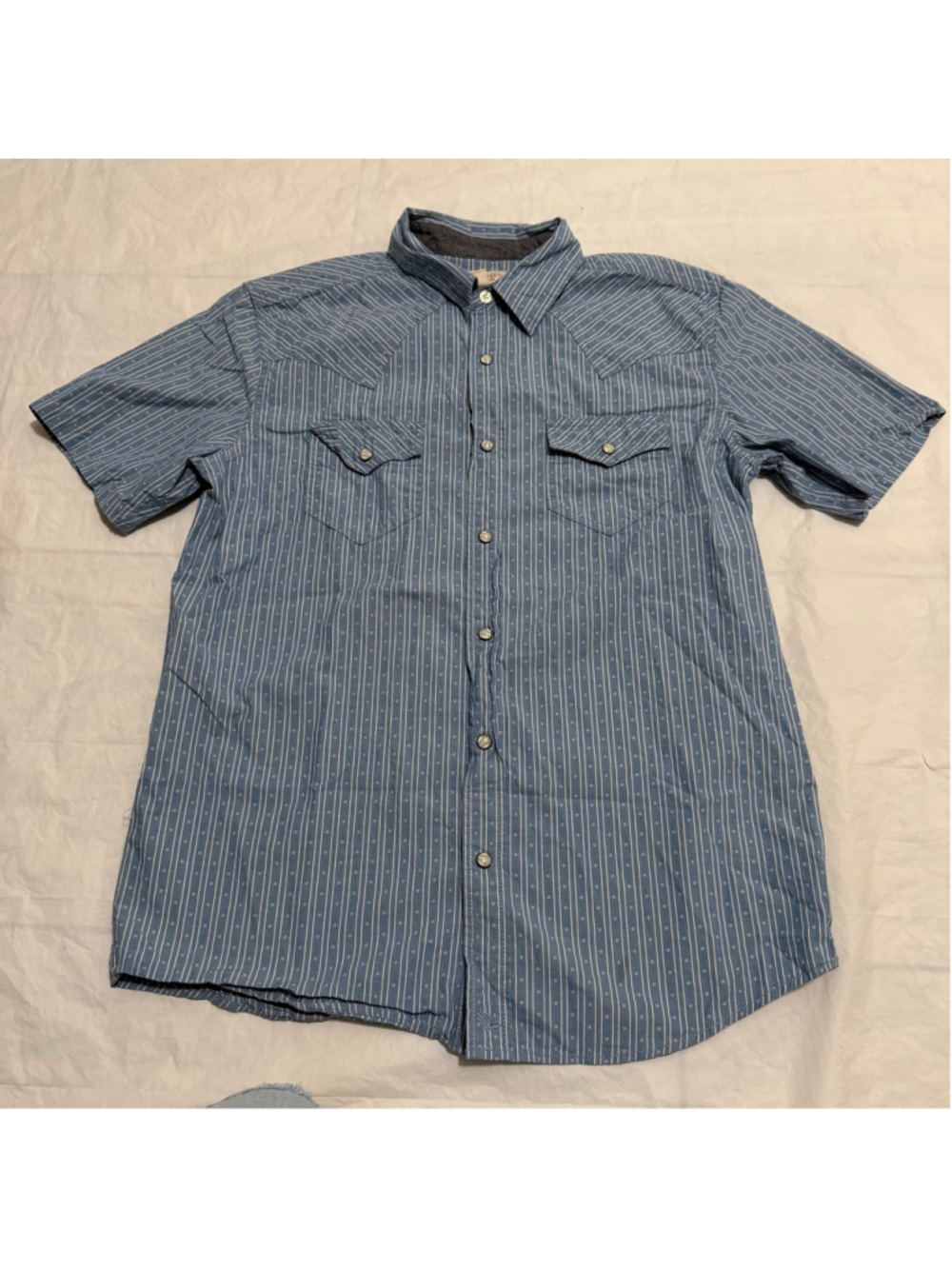 Cody James Men’s Blue White Striped Casual Button Down Shirt Size Small